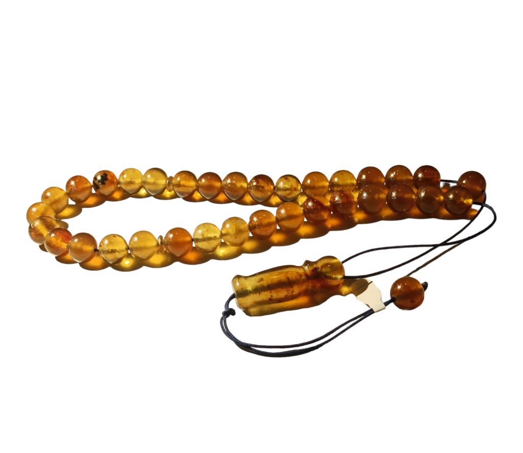 Amber kompoloi 33 round beads_I1333_YT7