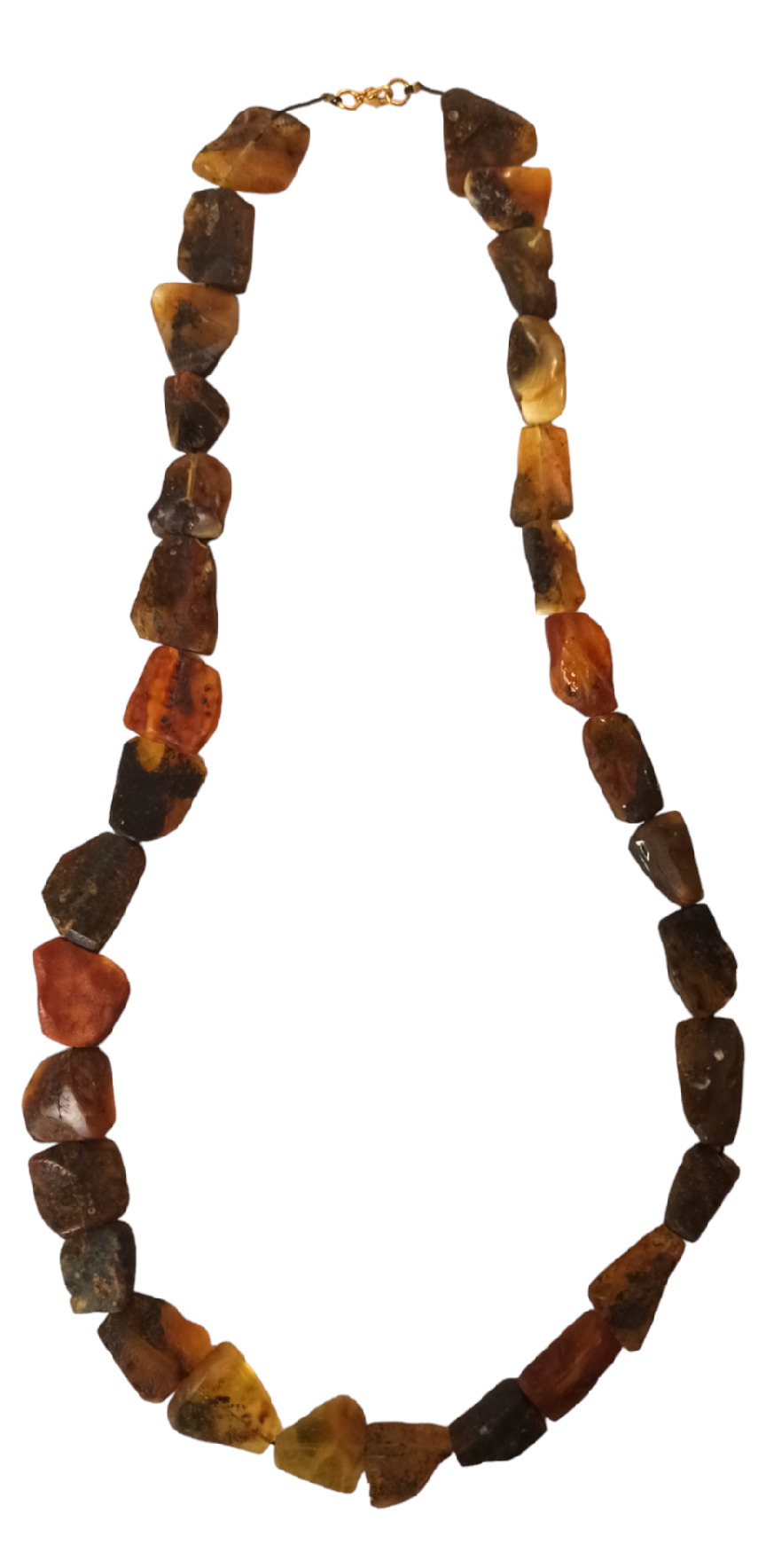 Handmade from raw Baltic amber necklace with stainless steel clasp_Its weight is 49 gramms_Total length 70 centimeters.