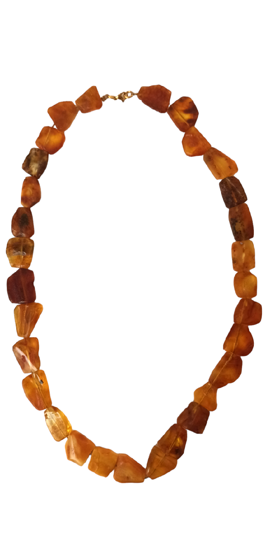 Handmade from raw Baltic amber necklace with stainless steel clasp_Its weight is 31 gramms-total length 58.5 centimeters