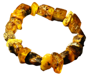 Handmade from raw Baltic amber bracelet with elastic thread - Total length 20 centimeters