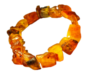 Handmade from raw Baltic amber bracelet with elastic thread - Total length 21 centimeters